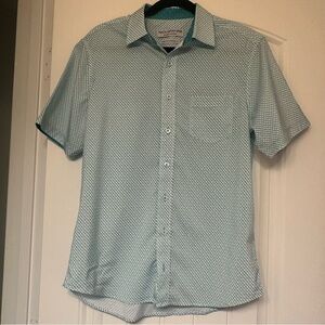 Nick Graham Men’s Short Sleeve Button Down- Green Geometric- size S/P